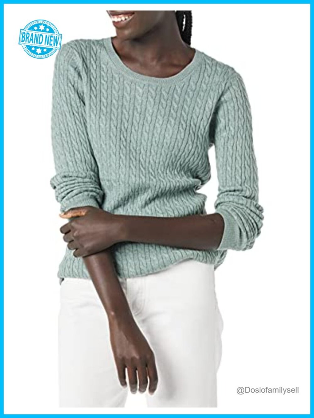 Women's Lightweight Cable Knit Crewneck Long Sleeve Sweater